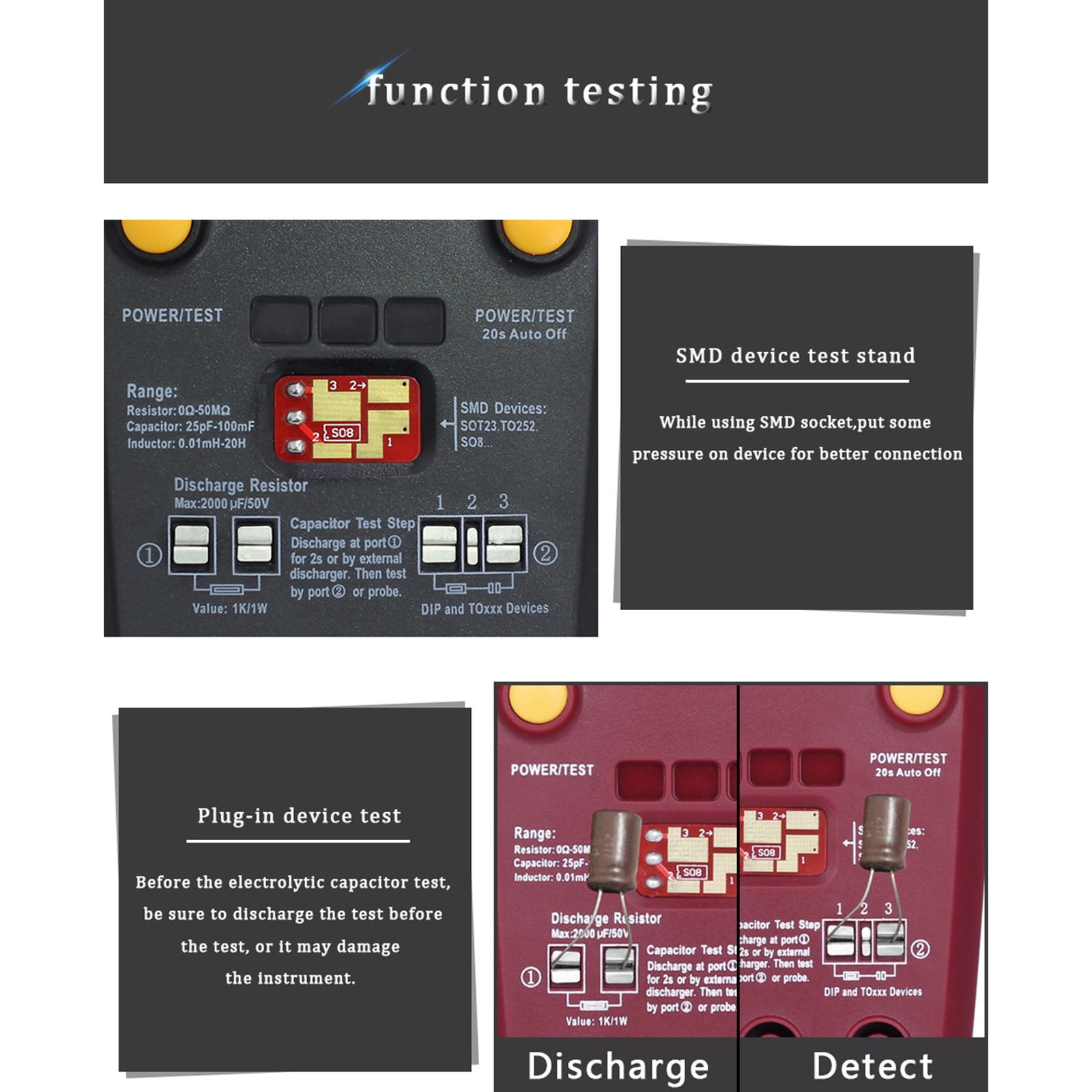 Electrolytic Capacitor Tester With 10+ Hours Lifespans Large LCD Screen For Precise Component Diagnostics