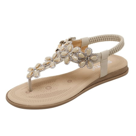 

Binmer Women s Summer Casual Elastic Band Flip Flops Wedges Sandals Work Shoes