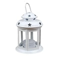 thumbnail image 1 of Farol de cristal y metal con candelabro, luz de viento, para jardín, 9,6 x 9,6 x 12,5 cm Blanco, 1 of 8