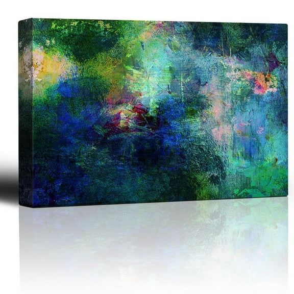 wall26 - Soothing and Vibrant Blue and Green Splotches of Paint - Giclee Print Abstract Canvas Wall Art Rustic Home Art - 32x48 inches