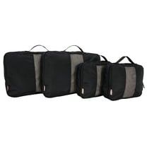 btL 4 Piece Nylon Mesh Front Expandable Zippered Compression Packing Cubes, Black