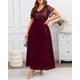 thumbnail image 5 of Vestido Pinup Fashion de gasa con lentejuelas burdeos y cuello en V, talla grande, 5 of 8