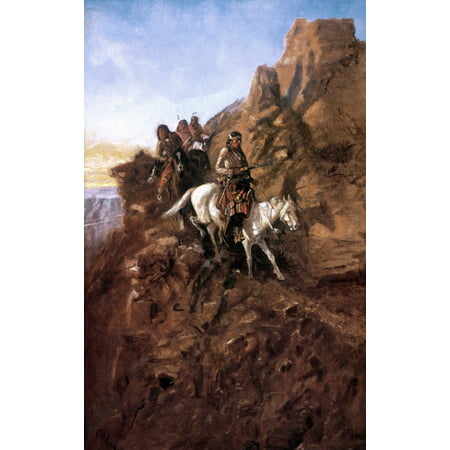 Russell Danger Ahead. Nthere May Be Danger Ahead. Oil On Canvas 1893 By Charles M. Russell. Poster Print by (24 x 36)