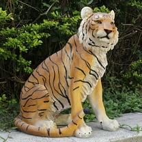 19.69 Inch Large Tiger Statue, King of Forest Resin Sculpture with Black & Orange Stripes for Indoor Outdoor Home Garden Decor, Halloween Christmas Gift