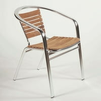 Euro Style Shirley Teak & Aluminum Stacking Chairs Set of 6 by Euro Style