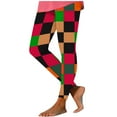 thumbnail image 3 of Feancey Women Holiday Workout Leggings Novelty Mardi Gras Party Tights Trendy Colorblock Striped Yoga Pants Tummy Control High Waisted Leggings Hot Pink S, 3 of 7