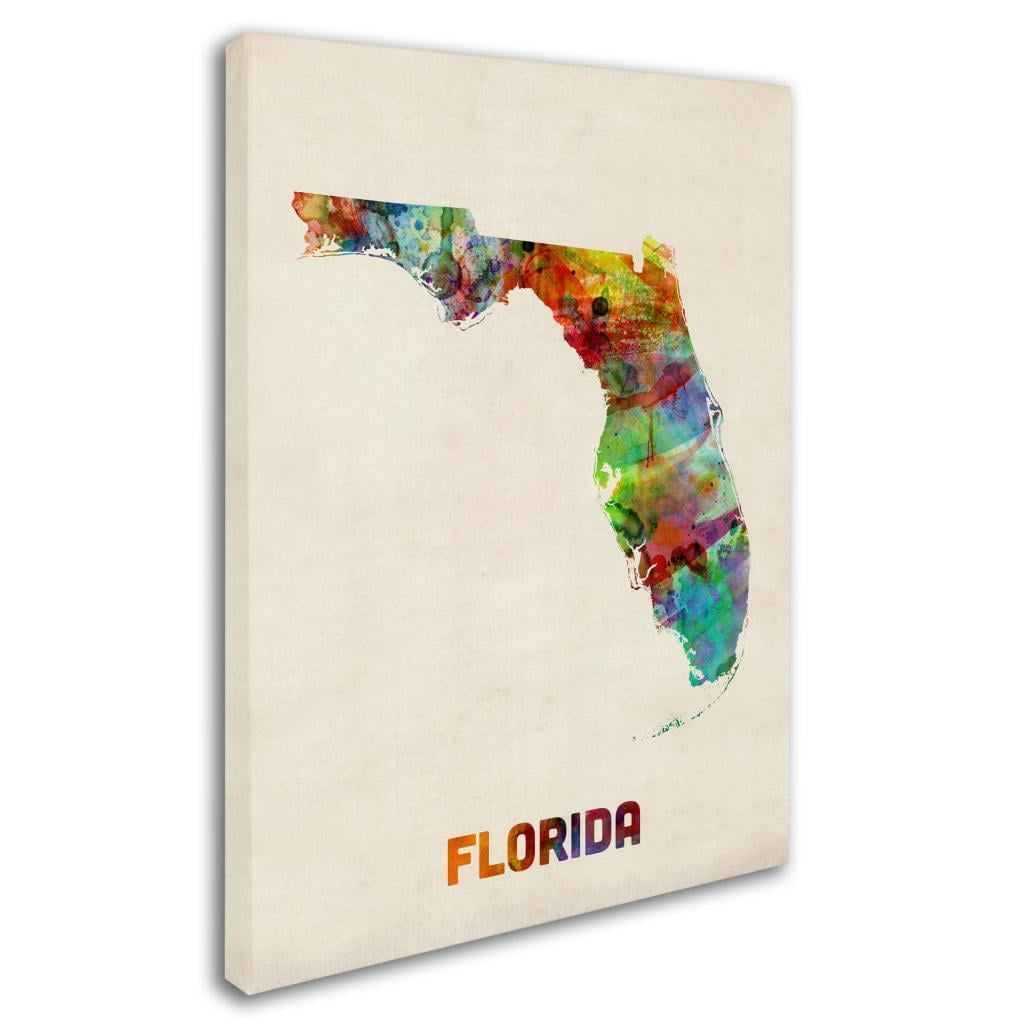 "Florida Map" Canvas Wall Art by Michael Tompsett