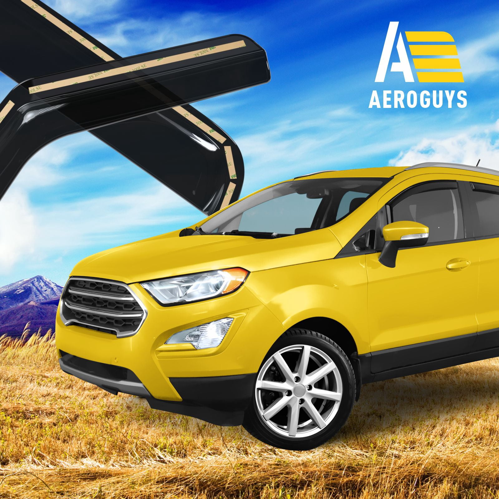 AEROGUYS In-Channel Window Deflectors Extra Durable Window Visors Rain Guards Fit for Ford EcoSport 2018-2024, Sun Visors, Wind Vent Visors, Car Accessories - 4pcs. AG0452