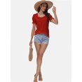 thumbnail image 5 of Women's Basic Summer T-Shirt - Square Neck Short Sleeve Top, Casual Comfort Fit, 5 of 6