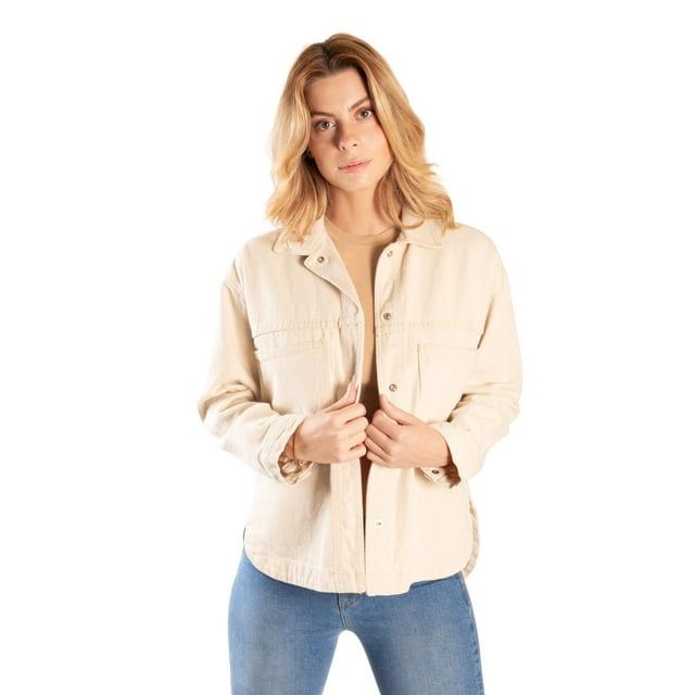 Chamarra de mezclilla oversize JEANSWEST corte camisero beige 4127c m