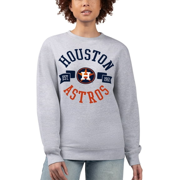 Women's G-III 4Her by Carl Banks Heather Gray Houston Astros Team Logo Fleece Pullover Sweatshirt
