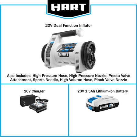 HART 20-Volt Cordless Air Pump Dual Function Digital Inflator Kit (1) 20-Volt 1.5Ah Lithium-Ion Battery