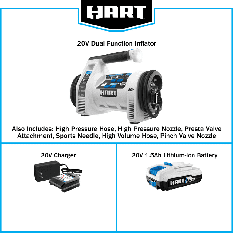 HART 20-Volt Cordless Air Pump Dual Function Digital Inflator Kit (1)  20-Volt 1.5Ah Lithium-Ion Battery 