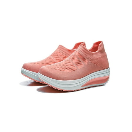 

Shakub Womens Casual Sports Workout Mesh Sneakers Jogger Wedge Heel Breathable Trainers Shoes