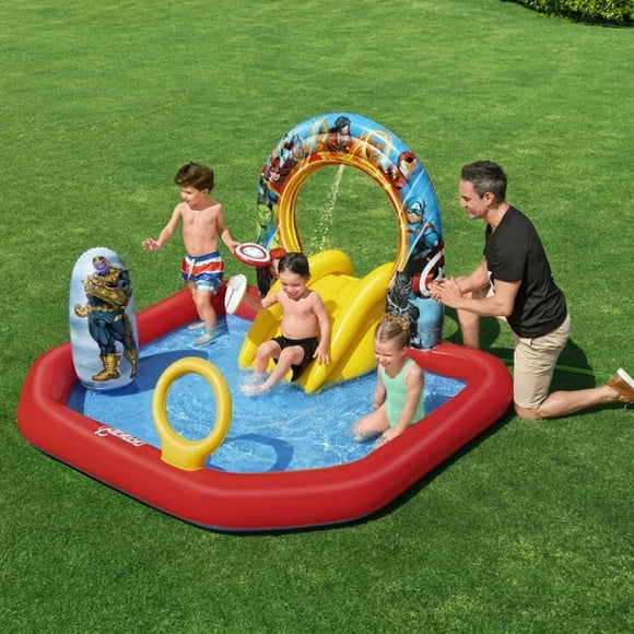 Alberca Infantil Inflable Avengers Con Resbaladilla Bestway