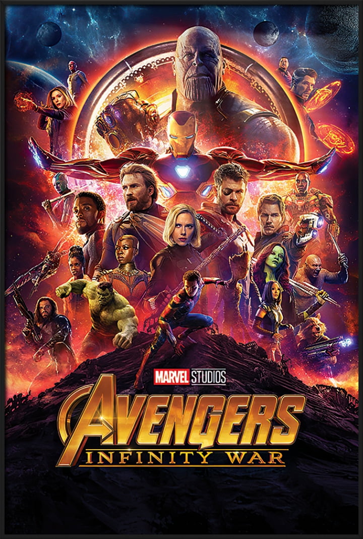 The Avengers Poster Infinity War One Sheet Black Wooden Framed 35x45cm 