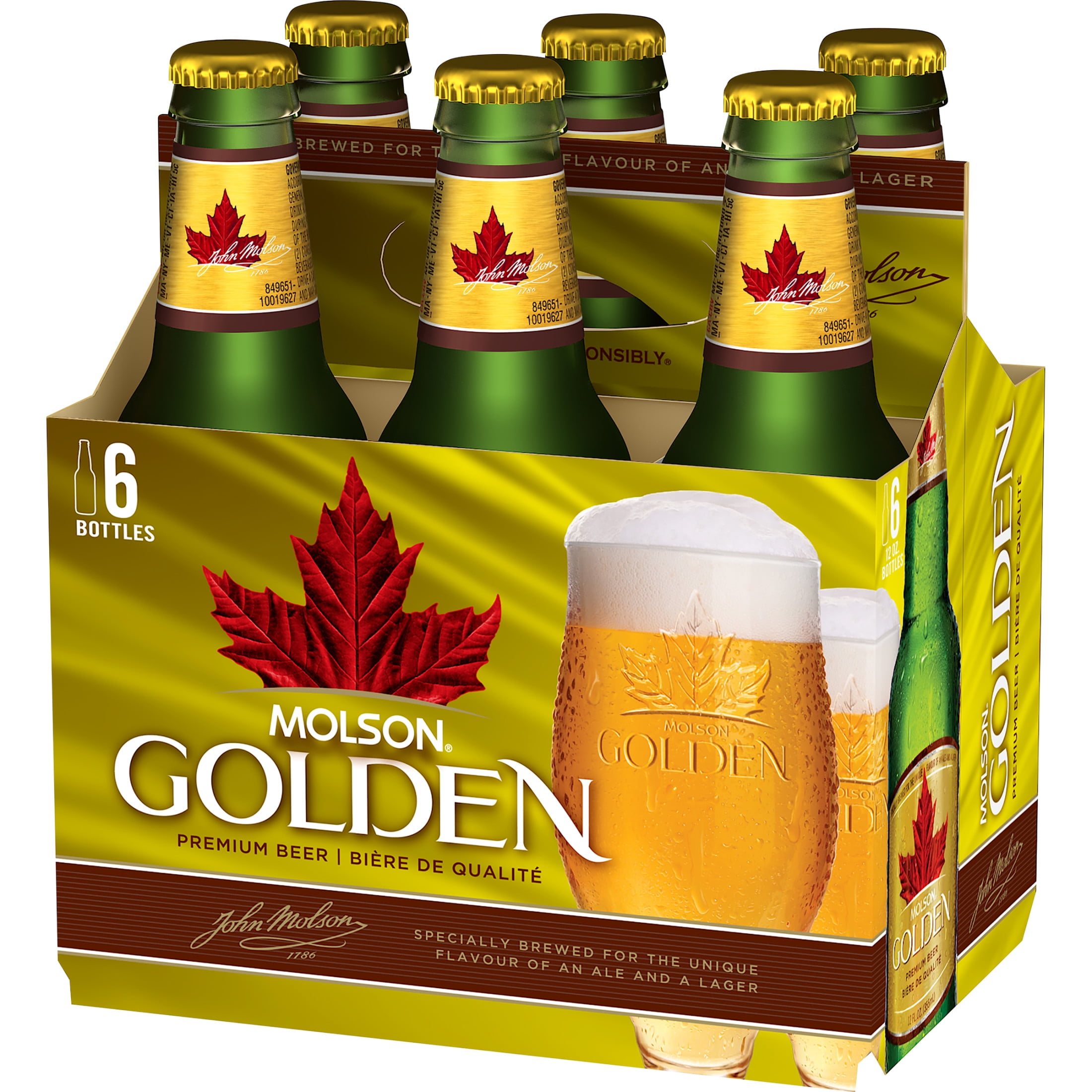 Molson Golden Beer, 6 Pack, 12 fl oz Glass Bottles, 5% ABV