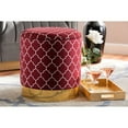 thumbnail image 5 of Serra Glam and Luxe Red Quatrefoil Velvet Fabric Upholstered Gold Finished Metal Storage Ottoman, 5 of 5