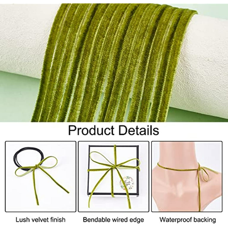 2 1/2 Wired Premium Velvet Ribbon w/ Tissue Back, Apple Green
