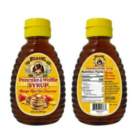 HULA GIRL MANGO MAC NUT FLAVORED PANCAKE AND WAFFLE SYRUP 8.81OZ