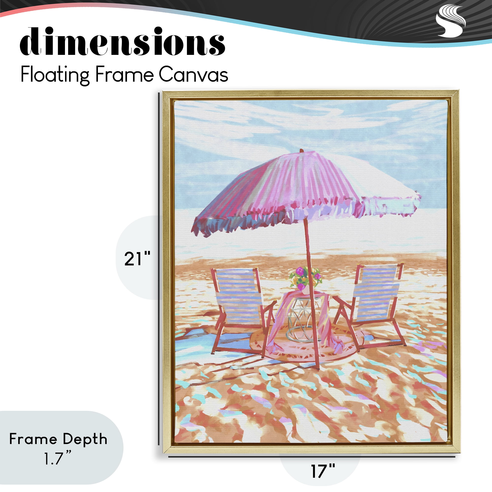 Stupell Industries Seaside Summer Picnic For Two Gold Framed Floater Canvas Wall Art, design by Ziwei Li