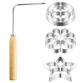 thumbnail image 1 of MesaSe Bunuelos Mold Rosette Maker Rosette Cookie Bunuelos Tool Aluminium Cast Waffle Molds Set with 3 Interchangeable Heads Star Flower Circle for Kitchen Baking Cooking Housewares, 1 of 7
