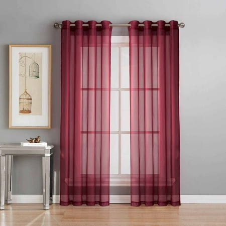 Pink 2 X Butter - Sheer Voile Curtain Panels