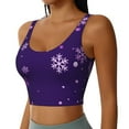 thumbnail image 2 of Fotbe Crystal Purple Snowflake Sujetador Deportivo Largo sin Aros para Mujer con Almohadillas y Soporte Medio, Transpirable y Absorbente, Camiseta Tipo Chaleco o Tank Top-Large, 2 of 8