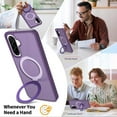 thumbnail image 3 of Asuwish Phone Case for Samsung Galaxy A16 A26 A17 5G/4G Tempered Glass Screen Protector Magnetic Folding Stand Frosted Translucent Rugged Shockproof Protective Cell Cover A 16 Women Men Deep purple, 3 of 6
