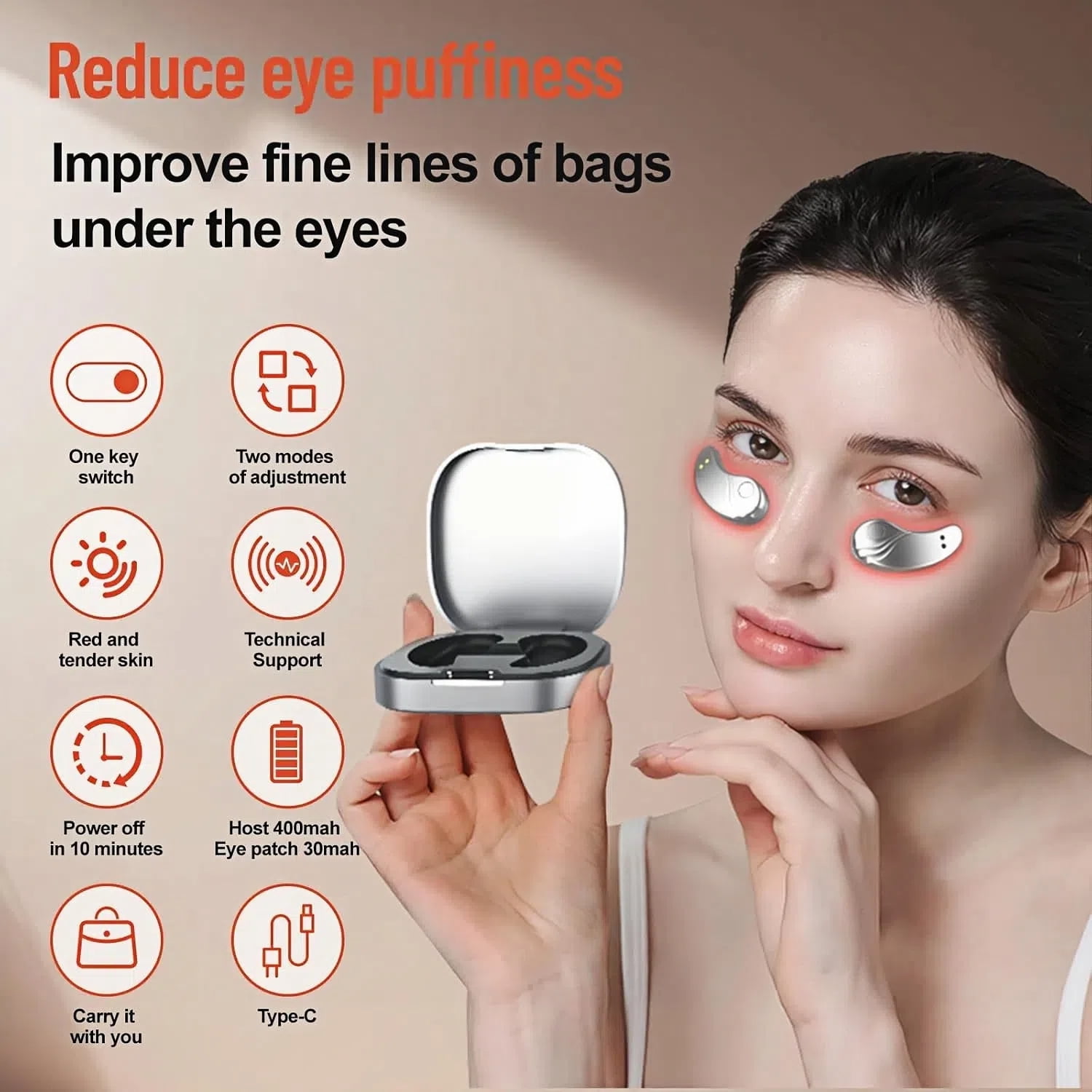 MHR BEAUTY Revita Eyes Red Light Therapy Eye Massager – Dual Modes for Dark Circles, Puffiness & Fine Lines