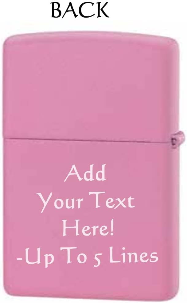 Zippo Lighter - Personalized Message Engraved Customized Pink Matte with Logo #238ZL