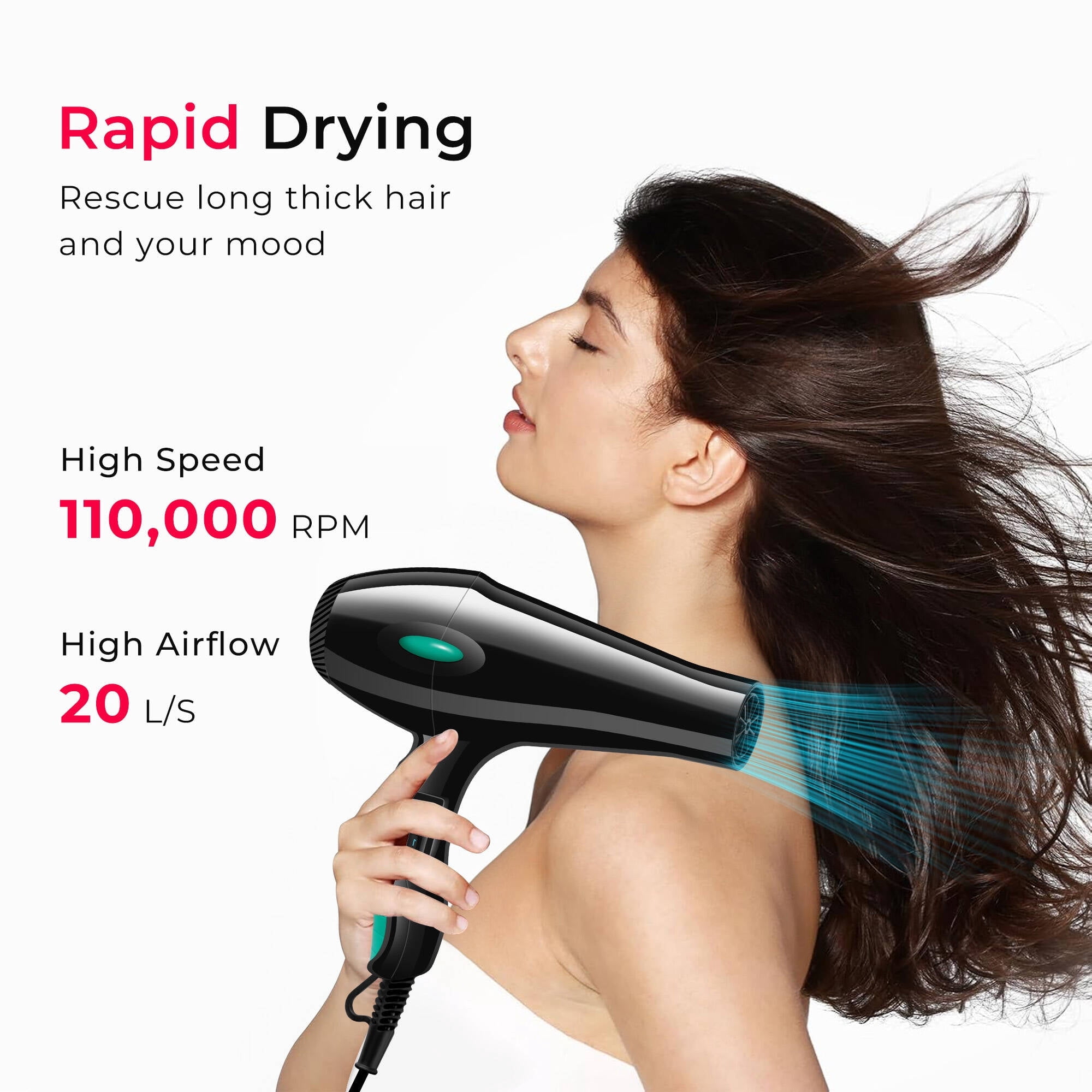 Morfone Hair Dryer, High-Speed Professional Ionic Blow Dryer with Hair Diffuser & Nozzle for Women & Men