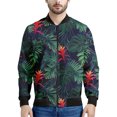 thumbnail image 3 of Nueva chaqueta con cremallera y estampado 3D de flores hawaianas para hombre, sudaderas estilo bombardero con estampado de plantas tropicales, abrigos de manga larga de gran tamaño, 3 of 5