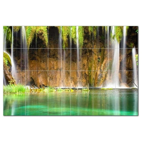Waterfall Photo Ceramic Tile Mural Kitchen Backsplash Bathroom Shower, 406121-M6