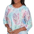 thumbnail image 4 of Alfred Dunner Womens Butterfly Crewneck Three Quarter Sleeves Top, 4 of 4