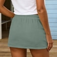 thumbnail image 5 of Women's Drawstring Waist Mini Skirt Built in Shorts, Summer Casual Lightweight Cotton Skirt with Pockets Green M, 5 of 6