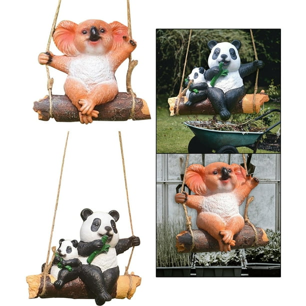 2Pcs Hanging Swing Animal Statue Garden Sculpture Accessories Macarena Escultura al aire libre