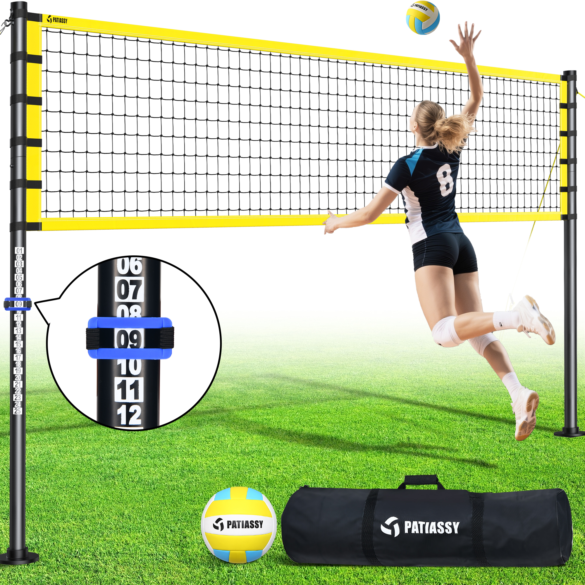 Patiassy 32ft Adjustable Volleyball Net Set photo 7