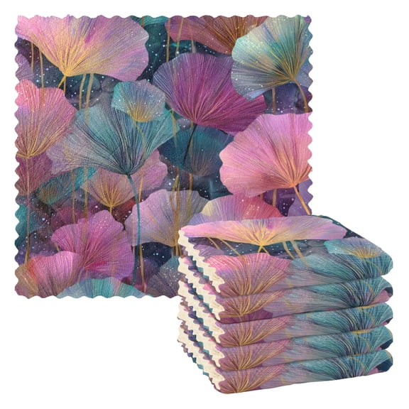 6 Pieces of Kitchen Towels 11x11Inch Kitchen Dish Cloths Kitchen Dish Towels Reuseable Cleaning Cloths Pink Leaves