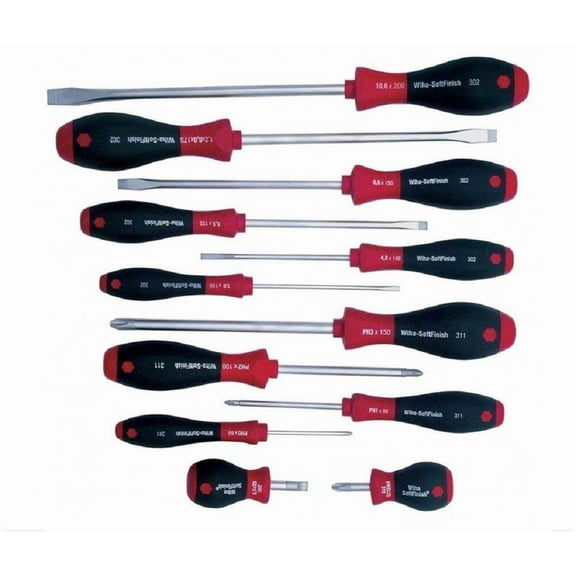 Wiha Softfinish 12Pc Screwdriver Set Slot/Ph 30297