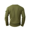 thumbnail image 3 of YLSDY Savings Men's Linen Long Sleeve Henley Shirts V Neck Button Solid Color Shirt Spring and Summer T-Shirt with Pocket Army Green L, 3 of 7