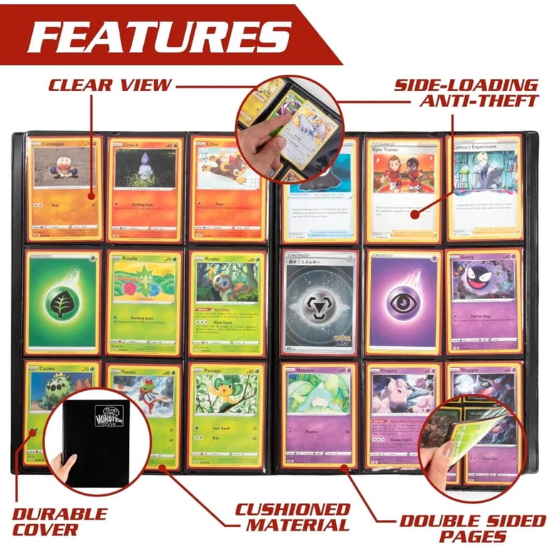 monster binder 9 pocket trading card album - - Matte Red - Holds 360 Yugioh, Magic, and Pokemon Cards 9 Pocket Matte Gold Album MONSTER BINDERS: 9-POCKET: HOLOFOIL GREEN