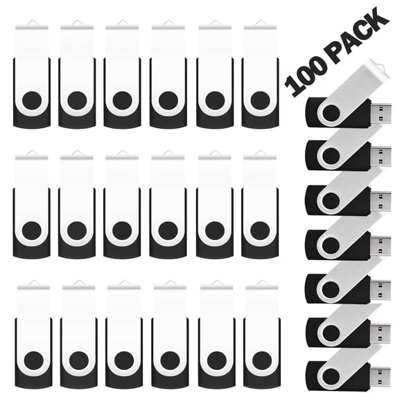 Unidad flash EASTBULL USB 2.0 de 1 GB, 100 unidades, color negro