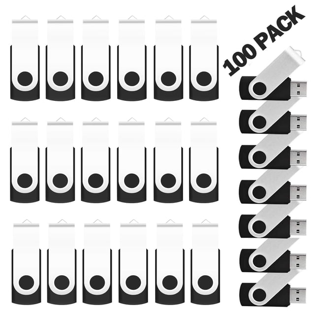Unidades flash USB EASTBULL de 4 GB, paquete de 100 unidades USB 2.0, color negro
