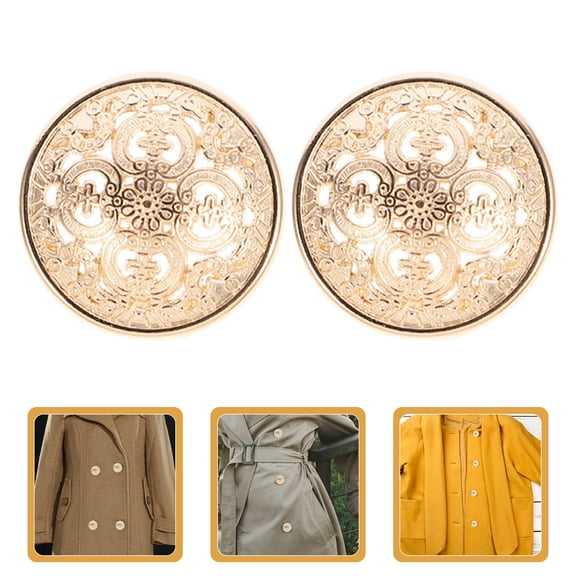 Huaq Exquisite palace style hollow metal buttons for women's suit coat buttons sweater buttons decorative accessories 40pcs (light gold * 36L = 23.0 MM)