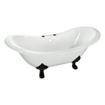Aqua Eden VCT7DS6130NC0 61-Inch Cast Iron Oval Double Slipper Clawfoot Tub (7-Inch Faucet Drillings) in White/Matte Black