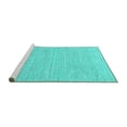 thumbnail image 2 of Ahgly Company Machine Washable Indoor Square Solid Turquoise Blue Modern Area Rugs, 5' Square, 2 of 4