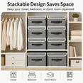 thumbnail image 7 of 2 Pack Stackable Fabric Storage Bins with Flip-Top Lids, Gray Closet Organizer Boxes with Handles for Clothes, Towels, Blankets, Bedroom and Dorm Room, 7 of 7