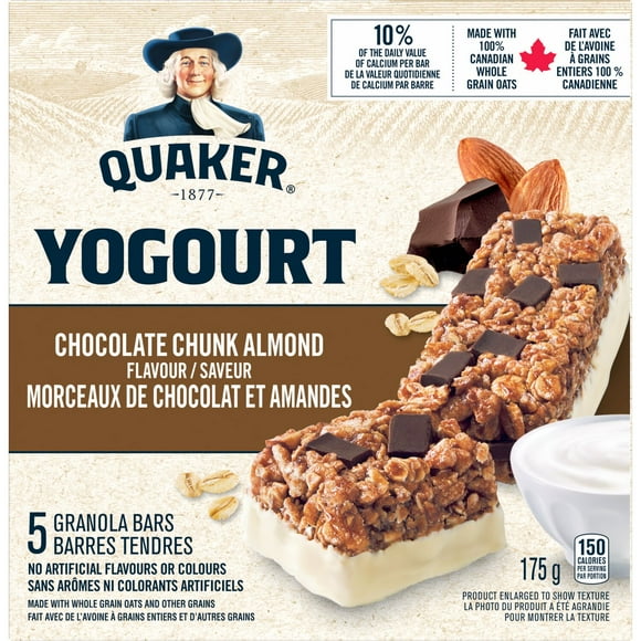 Quaker Yogourt Granola Bars - Chocolate Chunk Almond Flavour, 175 g