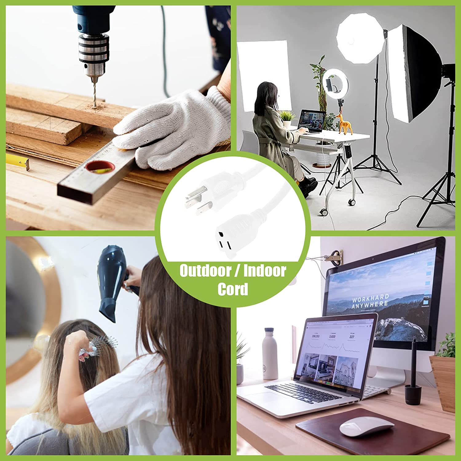 EP 10 Ft 16/3 SJTW White Outdoor/Indoor Extension Cord photo 5